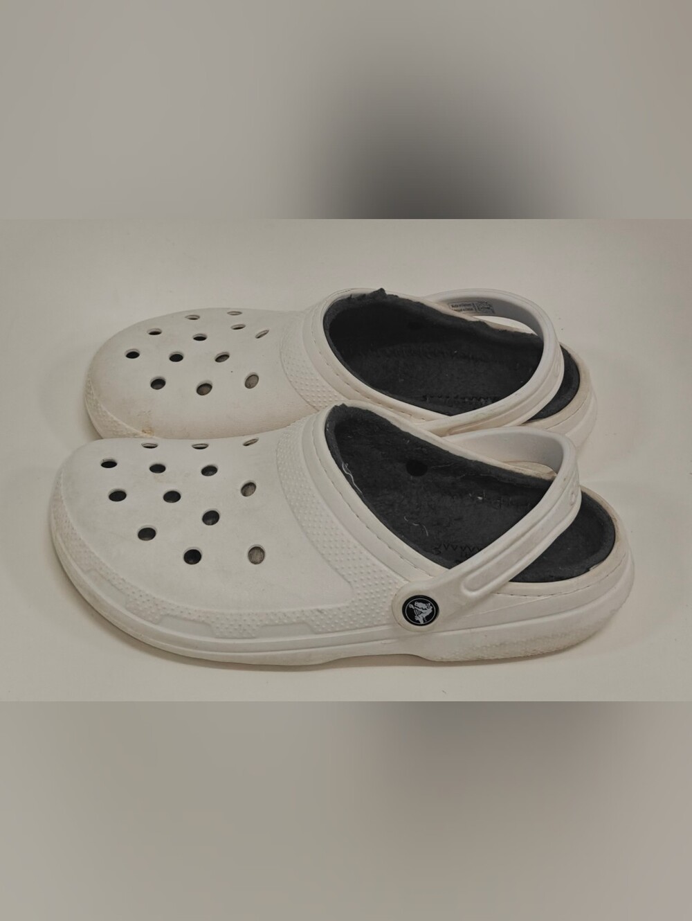 Crocs Classic Lined Clog White Gray Faux Fur Unisex M9 W11